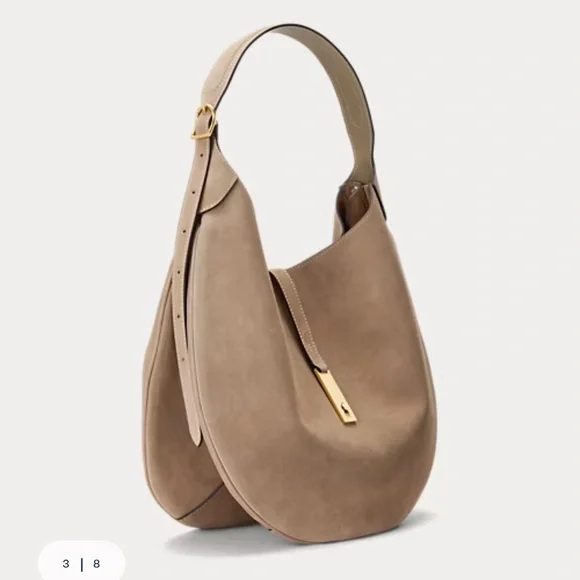 Ralph Lauren Polo ID Suede Large Shoulder Bag - Picture 2 of 12